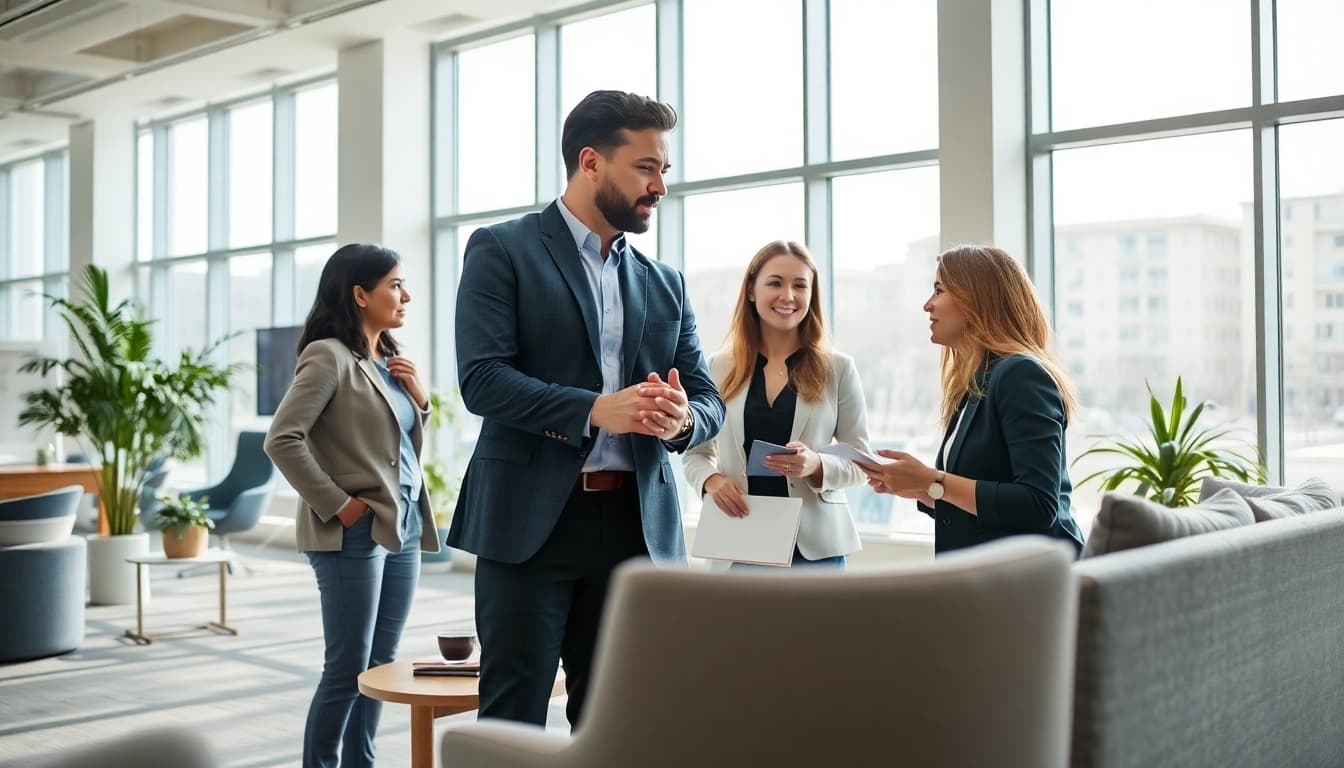 Headhunter Schweiz berät Kunden in einem modernen Büro mit einer hellen und professionellen Atmosphäre.