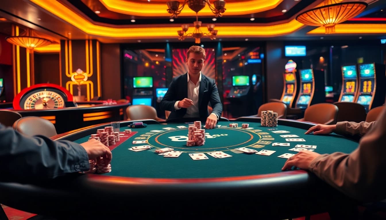 Experience the thrill of the 88i game at a vibrant casino table with chips and cards.