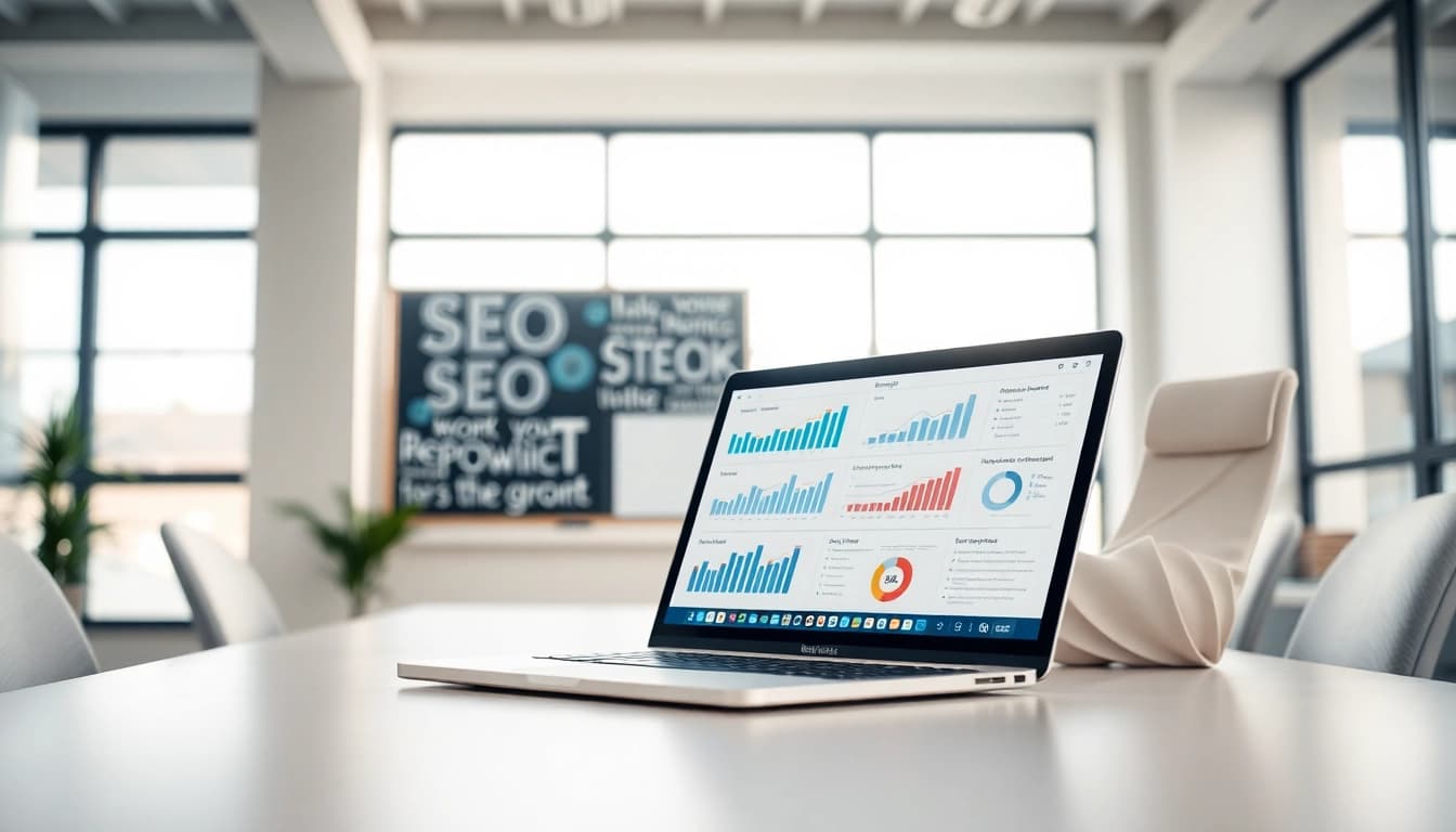 Optimale SEO Tipps durch digitale Analyse von Marketingtrends im Büro.
