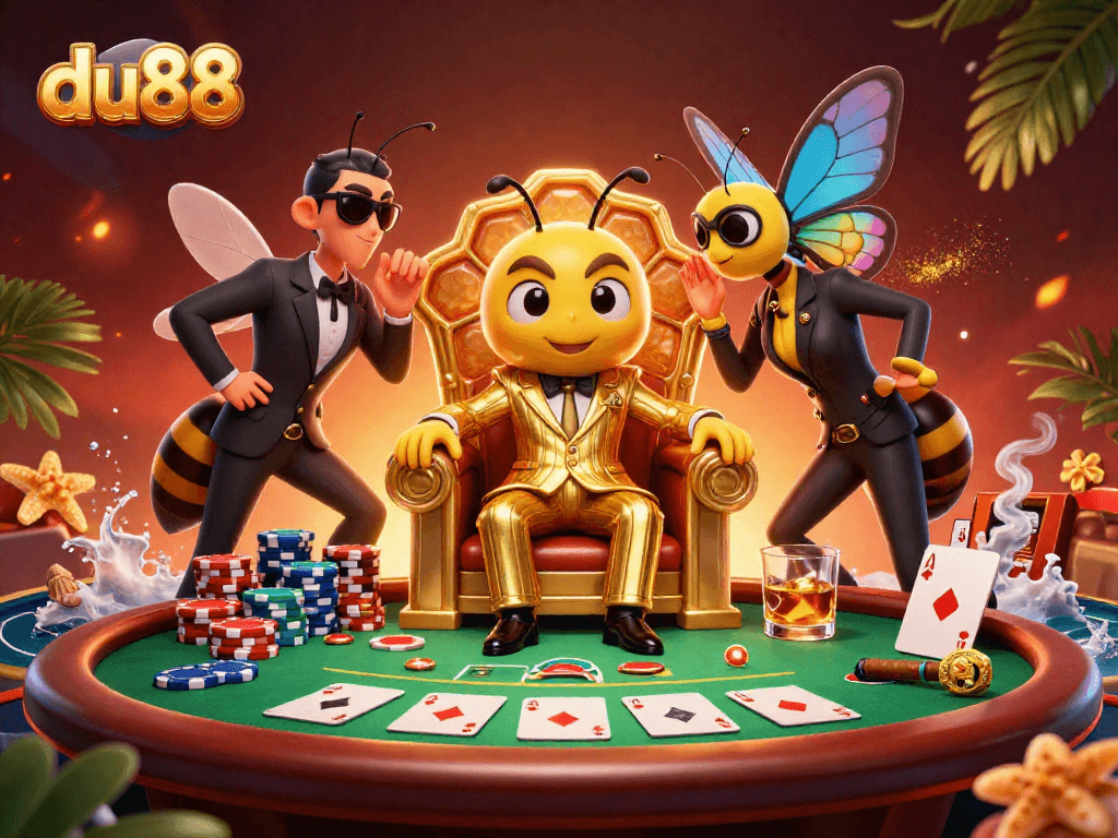 Join the action with du88 in this vibrant casino scene featuring a bumblebee mob boss.