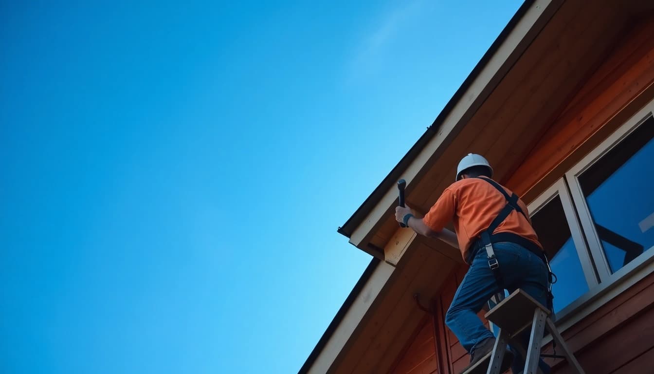 Dachdecker in Münster repariert ein Dach mit专业工具 und präziser Technik.