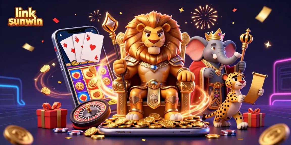 Experience the excitement of link sunwin with a vibrant 3D casino illustration capturing game dynamics.