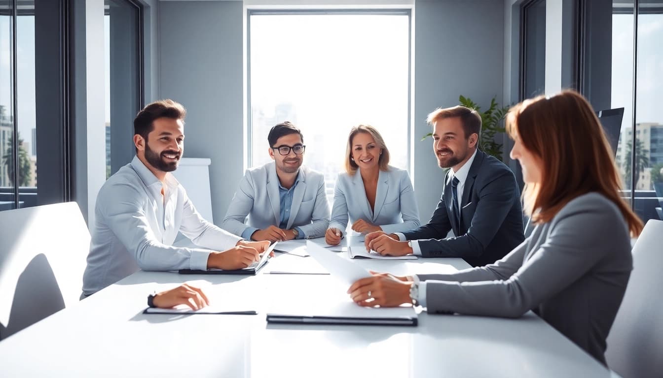 Beraterteam diskutiert Strategien zur Personalberatung im Vertrieb, um neue Talente zu gewinnen.