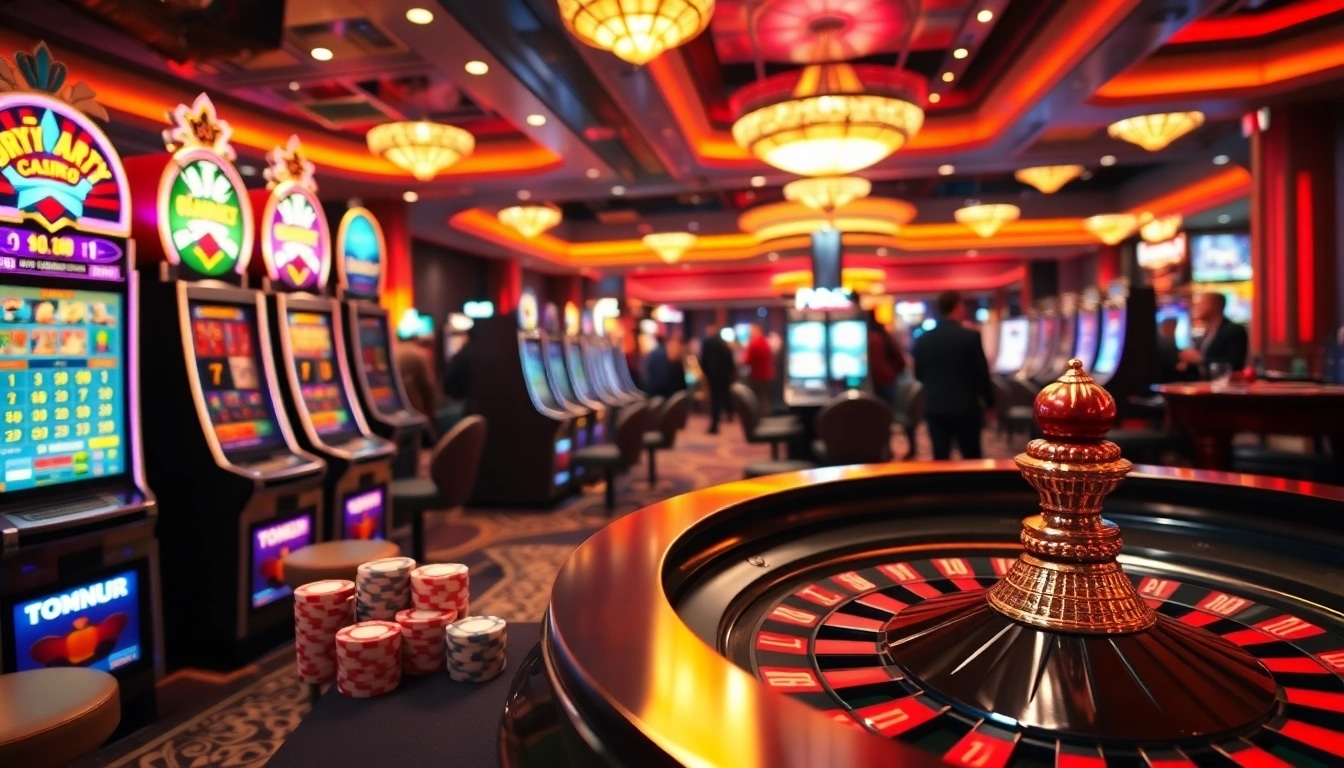 Spielen Sie Casino Spiele.de in einem lebhaften Casino mit aufregenden Spielautomaten.