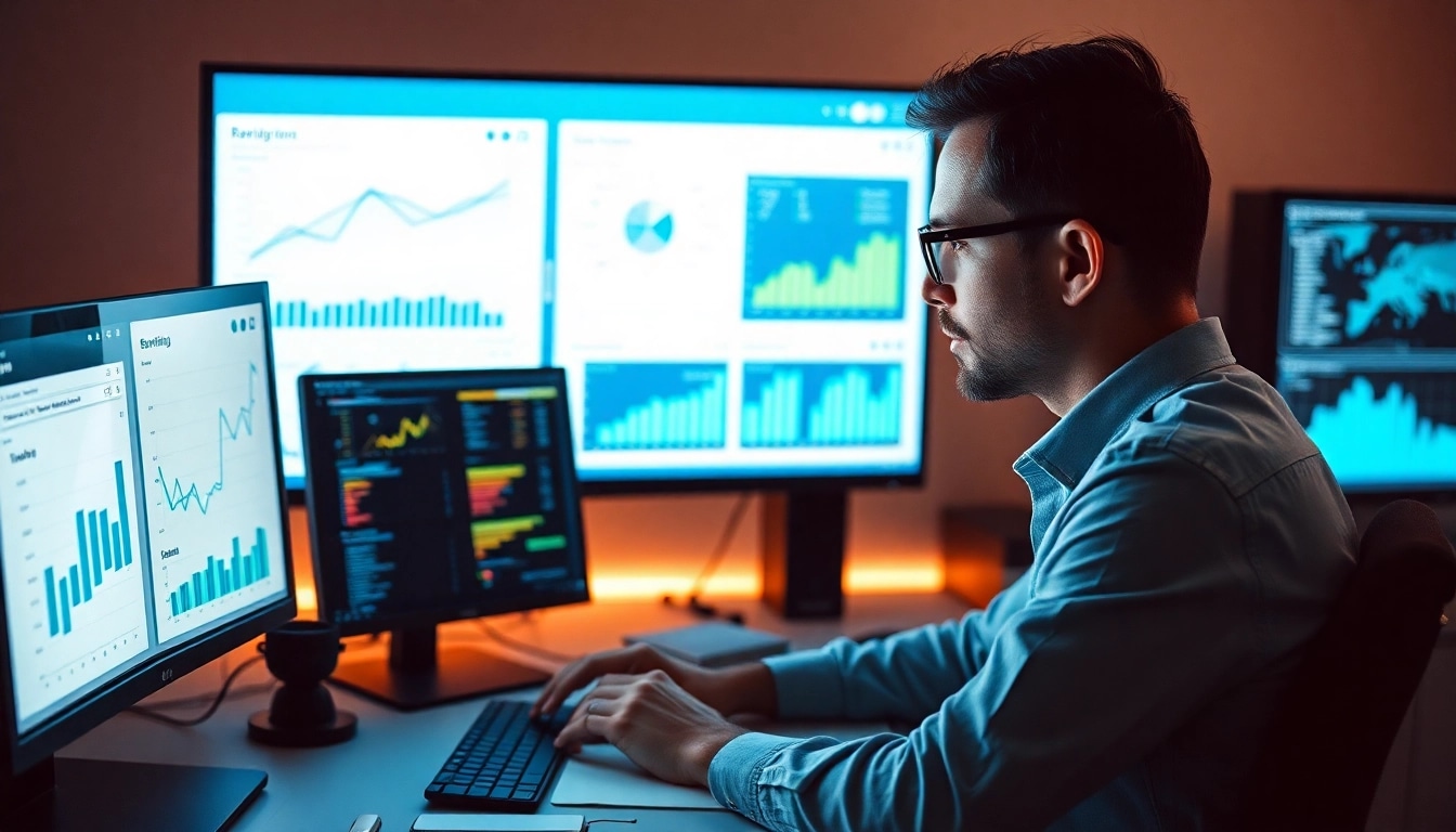 Professioneller Webanalyst, der konzentriert analysiert, um das SEO-Ranking zu verbessern.
