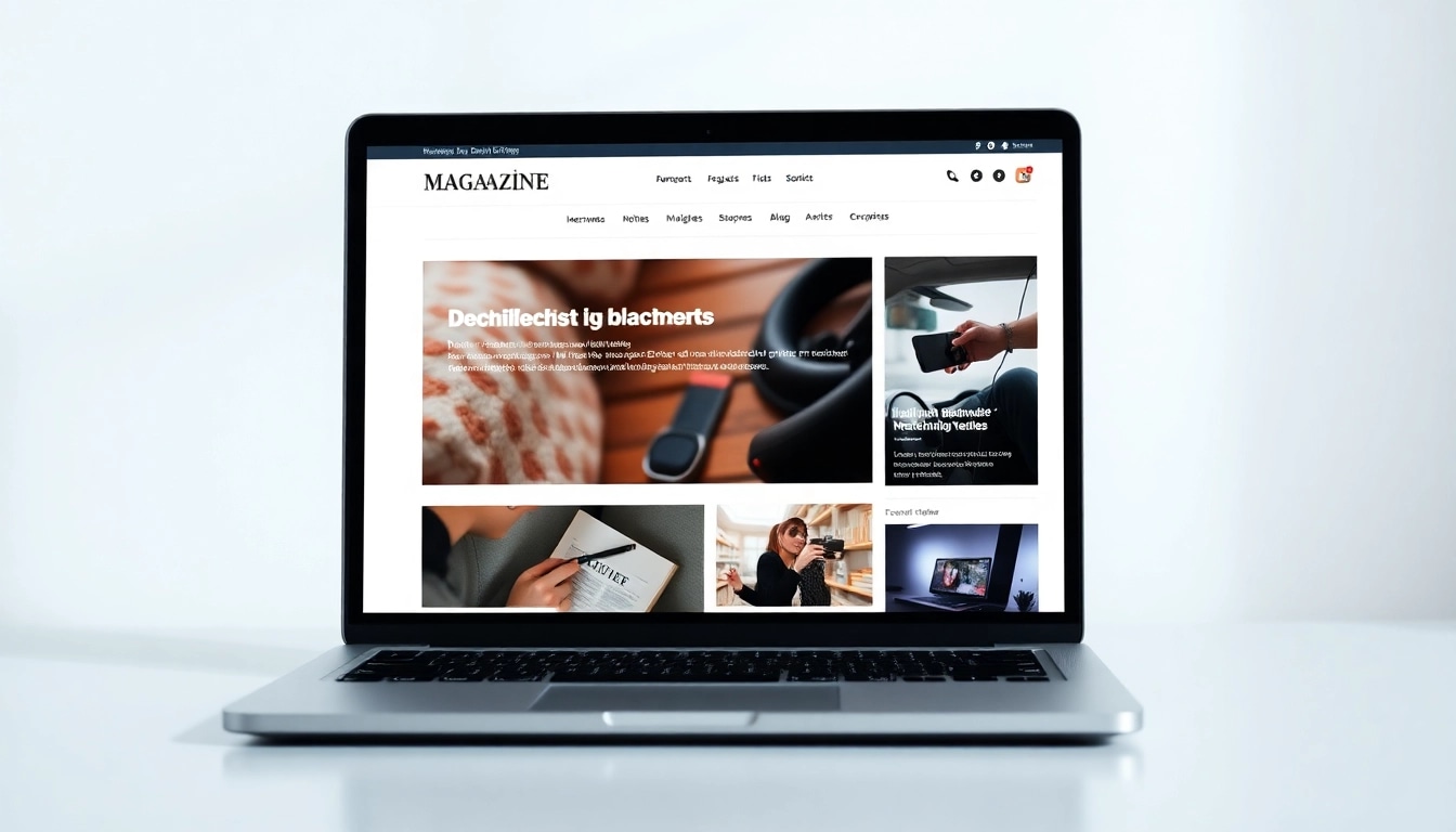 Webmagazin - Interaktive Inhalte auf einem Laptop im modernen Layout anzeigen.
