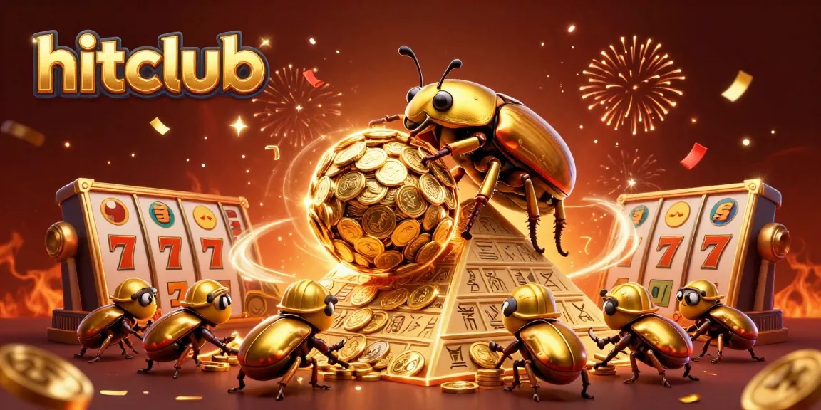 Experience the excitement of hitclub with a vibrant 3D depiction of golden coin games and dynamic symbols.