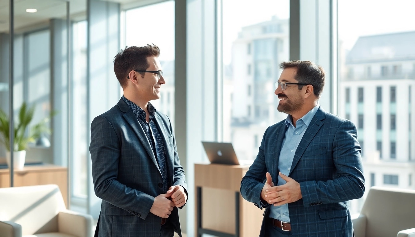 Professionelle Beratung in einer Headhunter Agentur, bei der Berater und Kandidat fokussiert diskutieren.