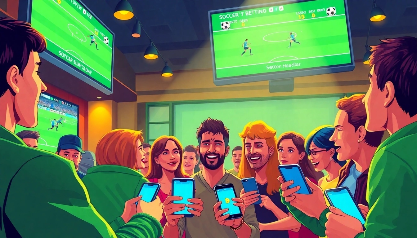 Experience the excitement of soccer betting with bitcoin in a lively sports bar.