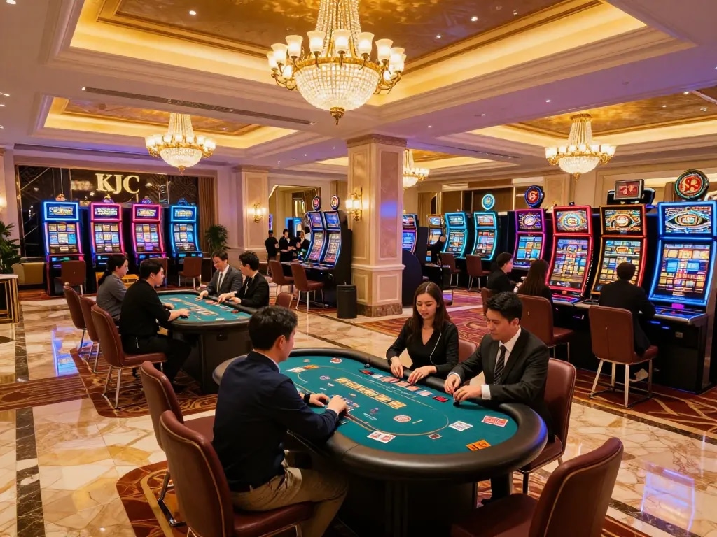 KJC casino atmosphere with vibrant gaming, elegant decor, and engaging gameplay experience