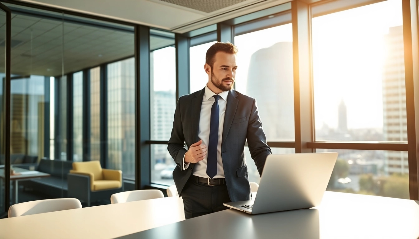 Headhunter Frankfurt im modernen Büro, engagiert im Gespräch mit einem Kandidaten.