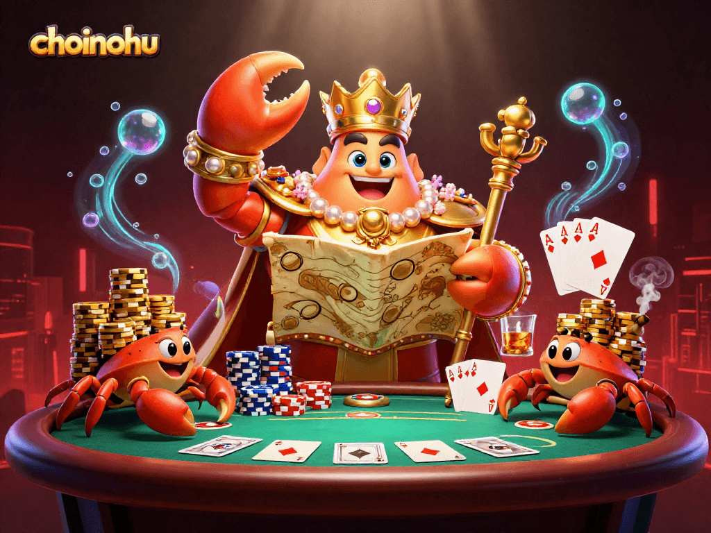 Engage in thrilling gameplay with the choinohu massive golden crab emperor at vibrant poker table.