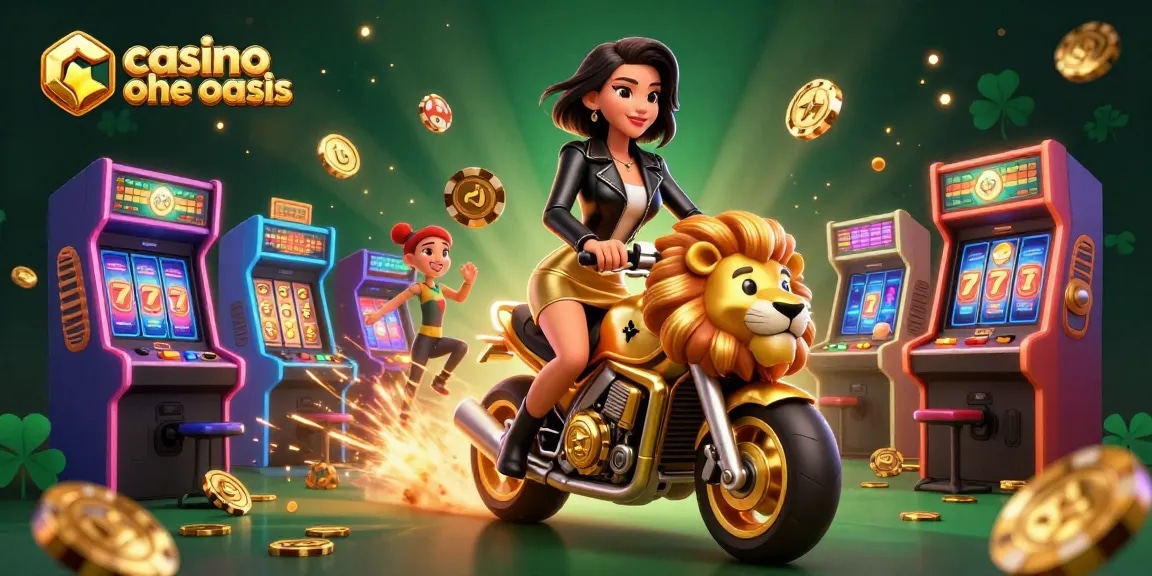 Play exciting games at casino ohne oasis, featuring dynamic illustrations of slots and gaming action