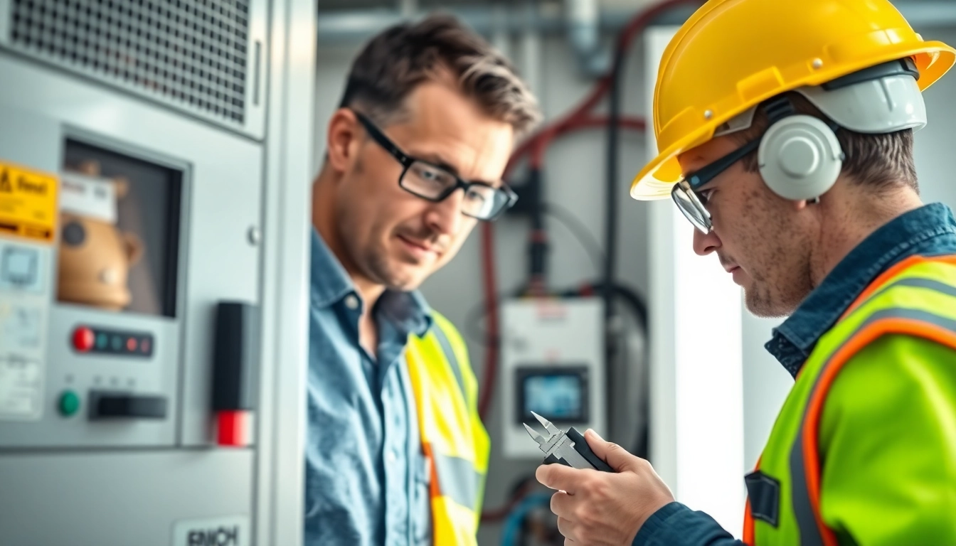 Technician performing a DGUV V3 Prüfung on electrical equipment, ensuring safety compliance.