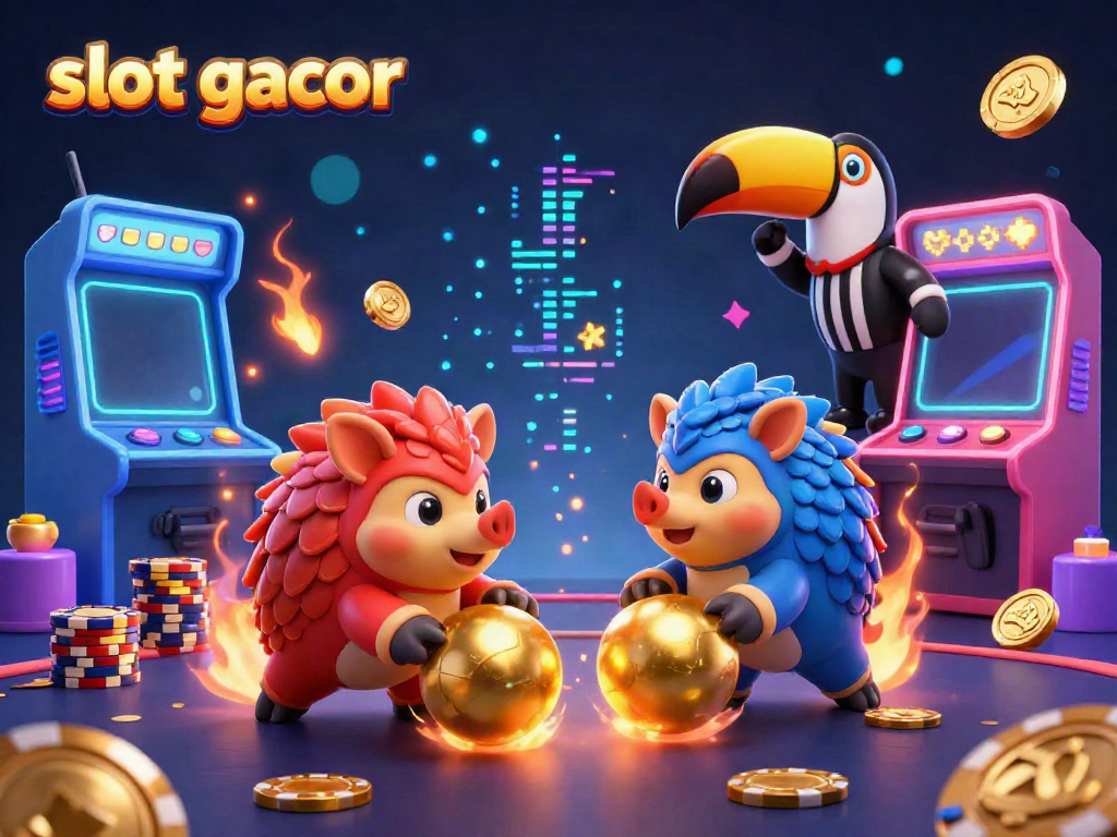 Experience slot gacor excitement with rival pangolins and vibrant casino-themed elements.