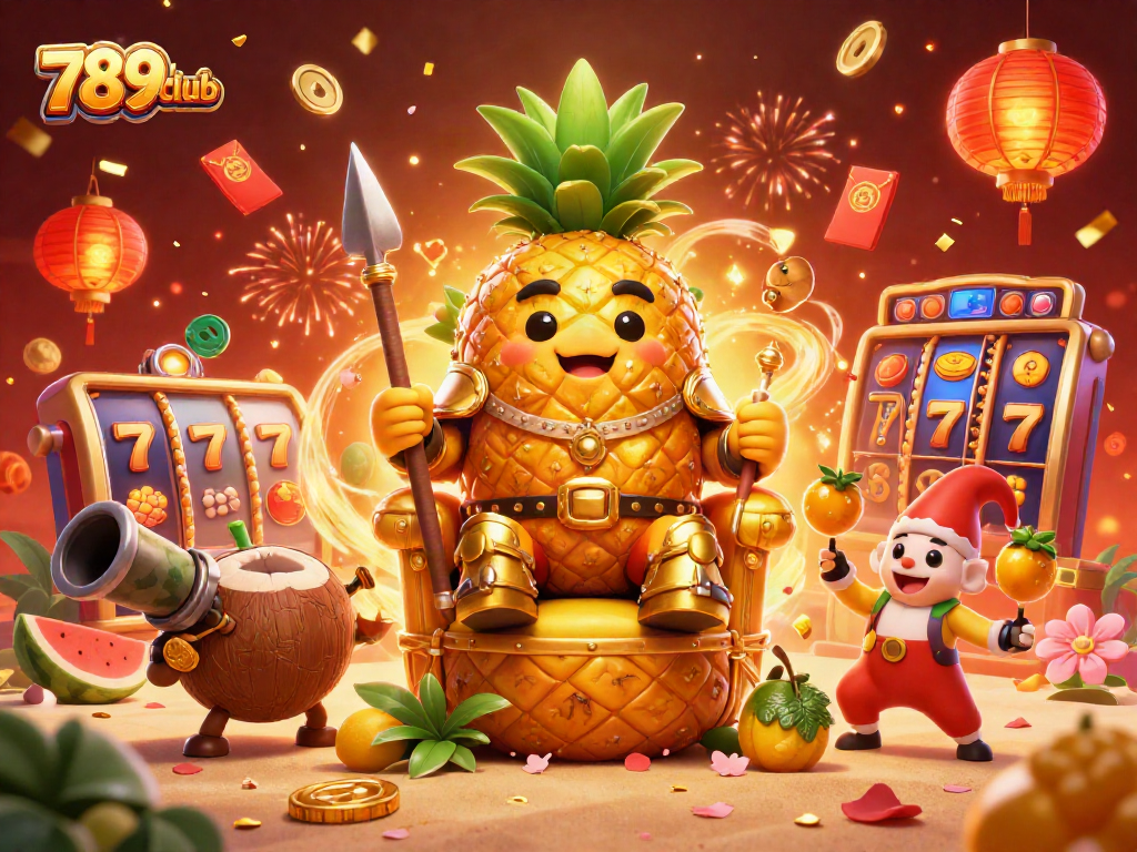 Experience the vibrant online casino world of 789club with a festive 3D scene featuring rich details.