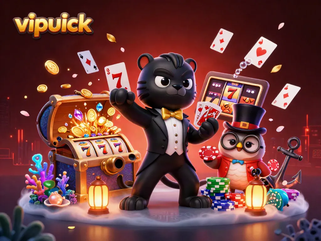 Experience winning strategies at vipluck, featuring vibrant casino elements and engaging characters.