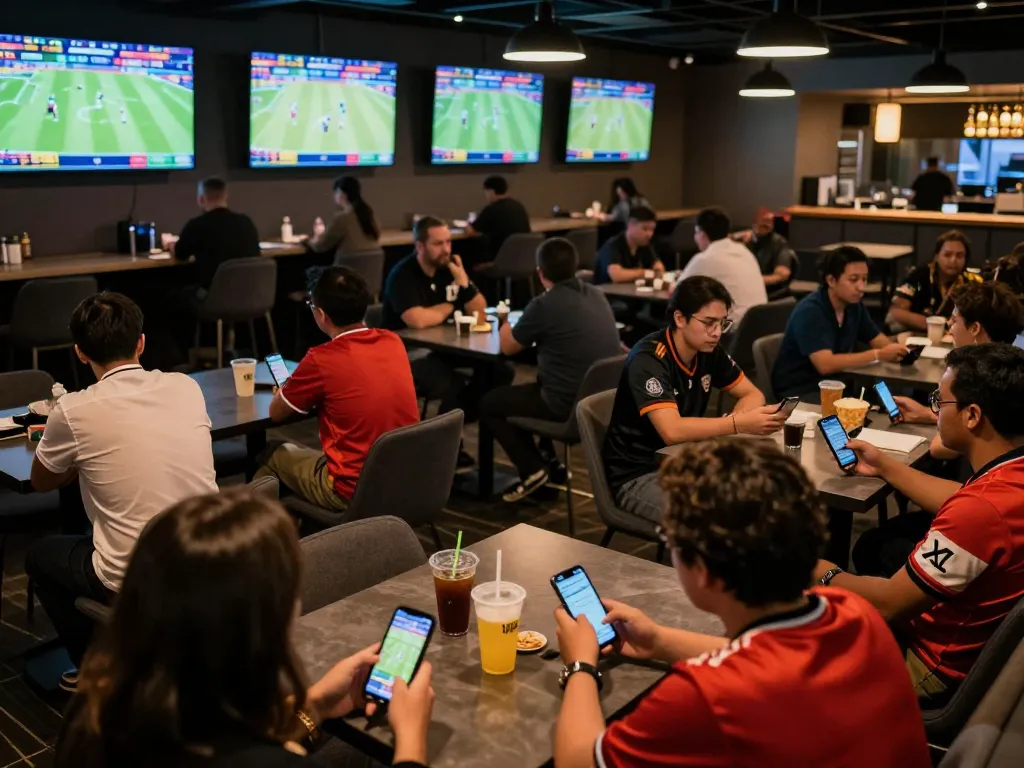 Exciting sports betting atmosphere with spectators engaged in tỷ lệ kèo nhà cái hôm nay.
