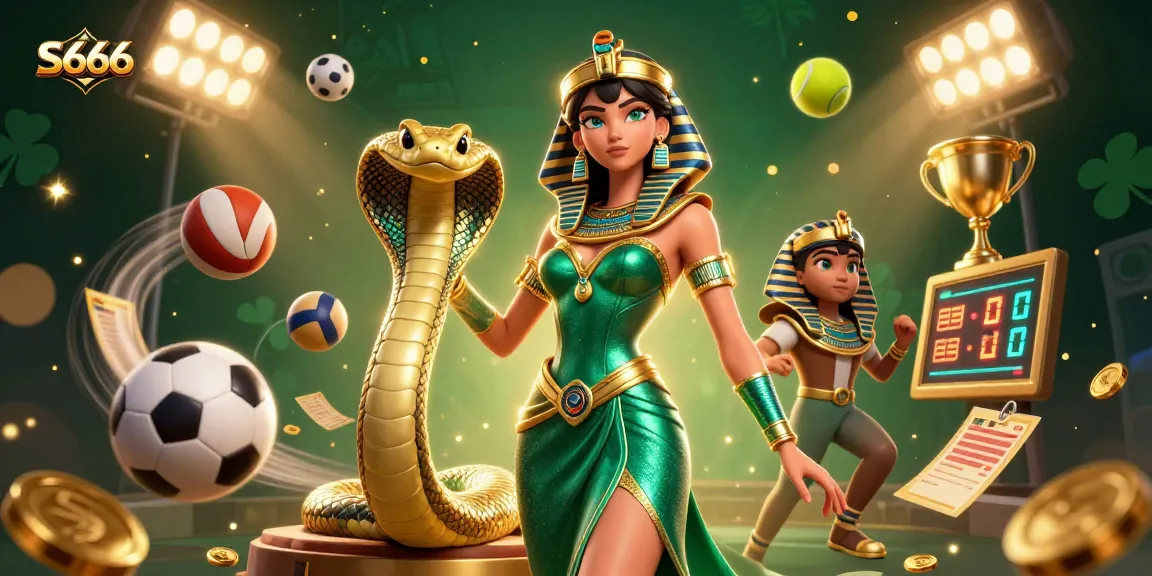 S666 players celebrate victories in an engaging online casino artwork with dynamic sports elements.