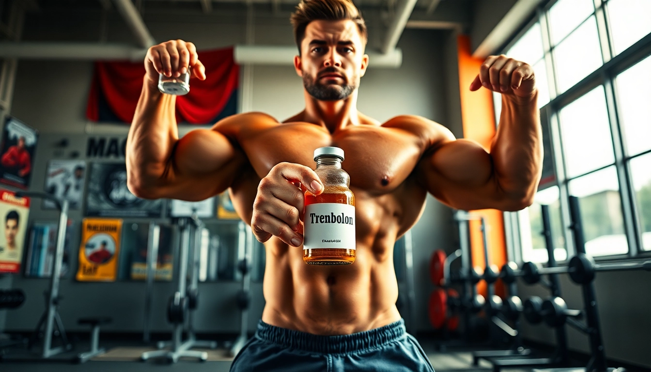 Steigernde Trenbolon preis in der Fitnesswelt durch einen muskulösen Athleten gezeigt.