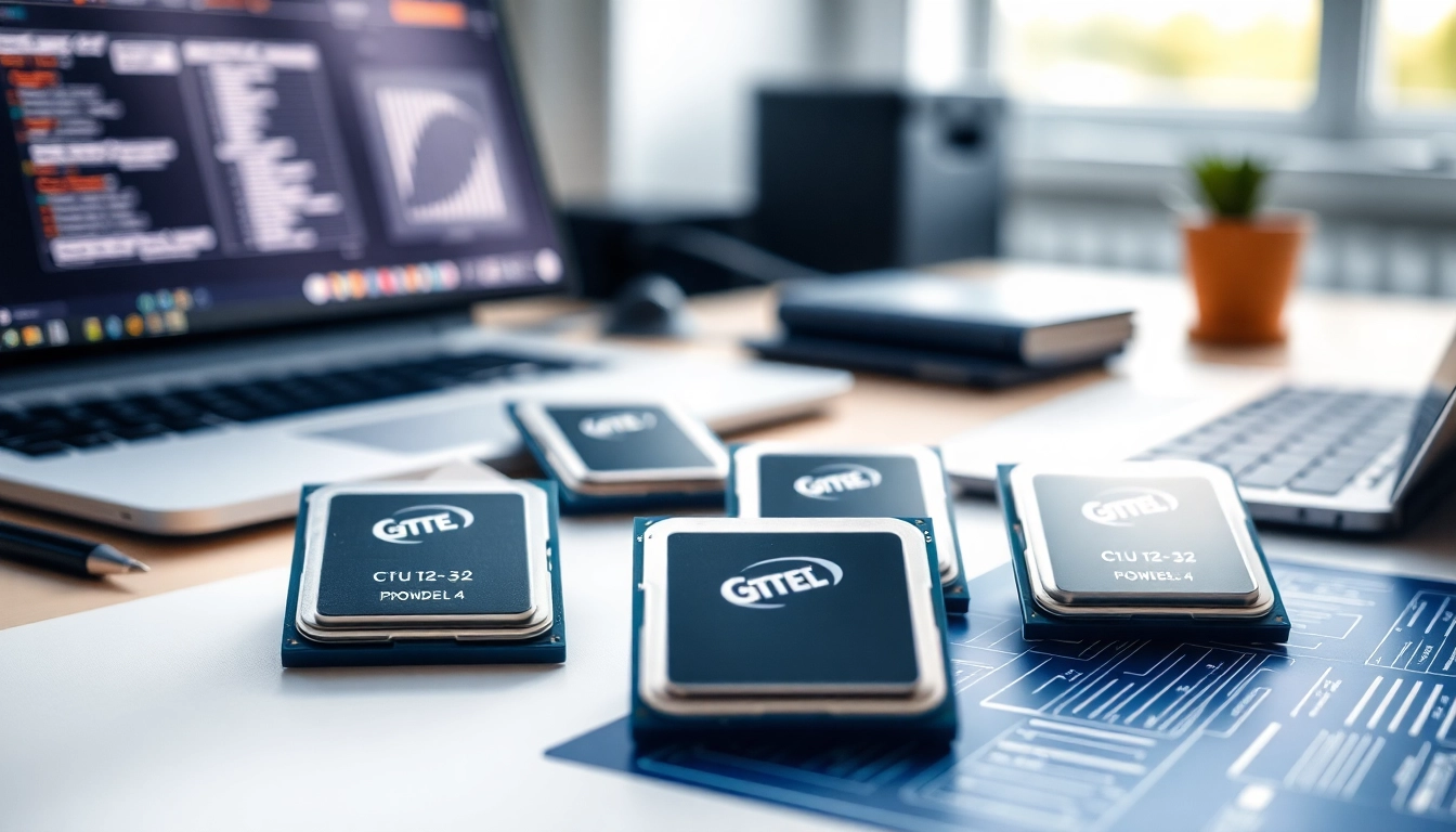 Prozessor Vergleich mit verschiedenen CPU-Modellen auf einem modernen Schreibtisch.