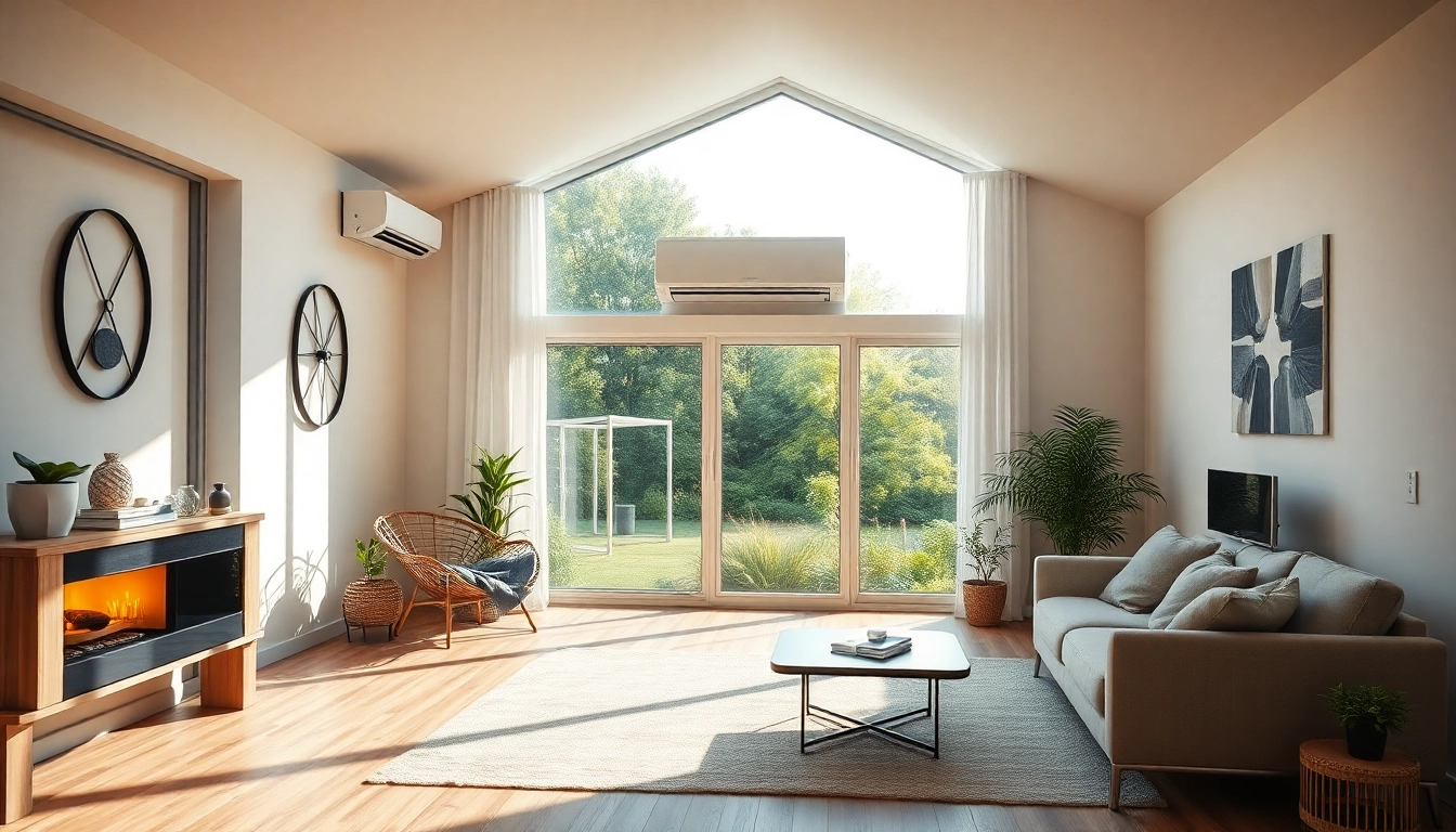 Klimaanlagen in einem eleganten Raum präsentieren Effizienz und Stil mit natürlichem Licht.
