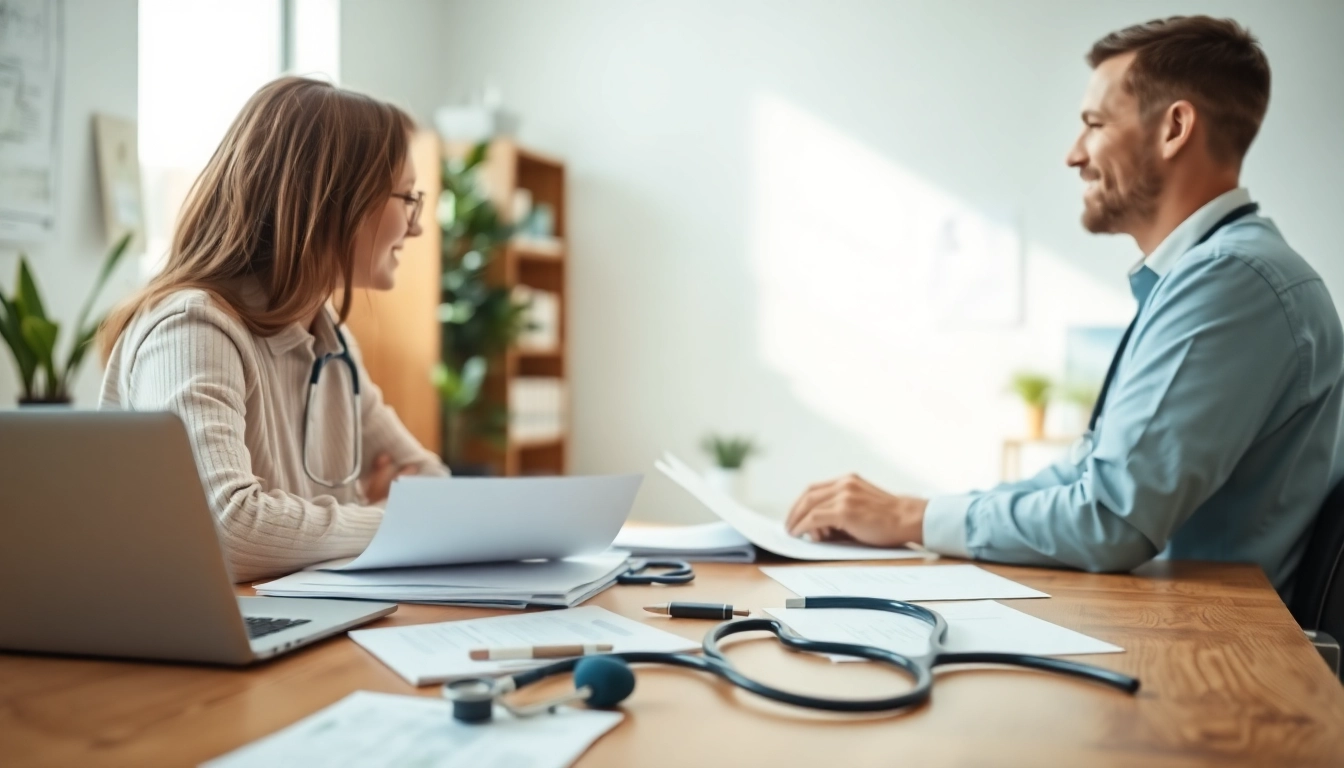 driada medical innovative health solutions with a doctor consulting a patient.