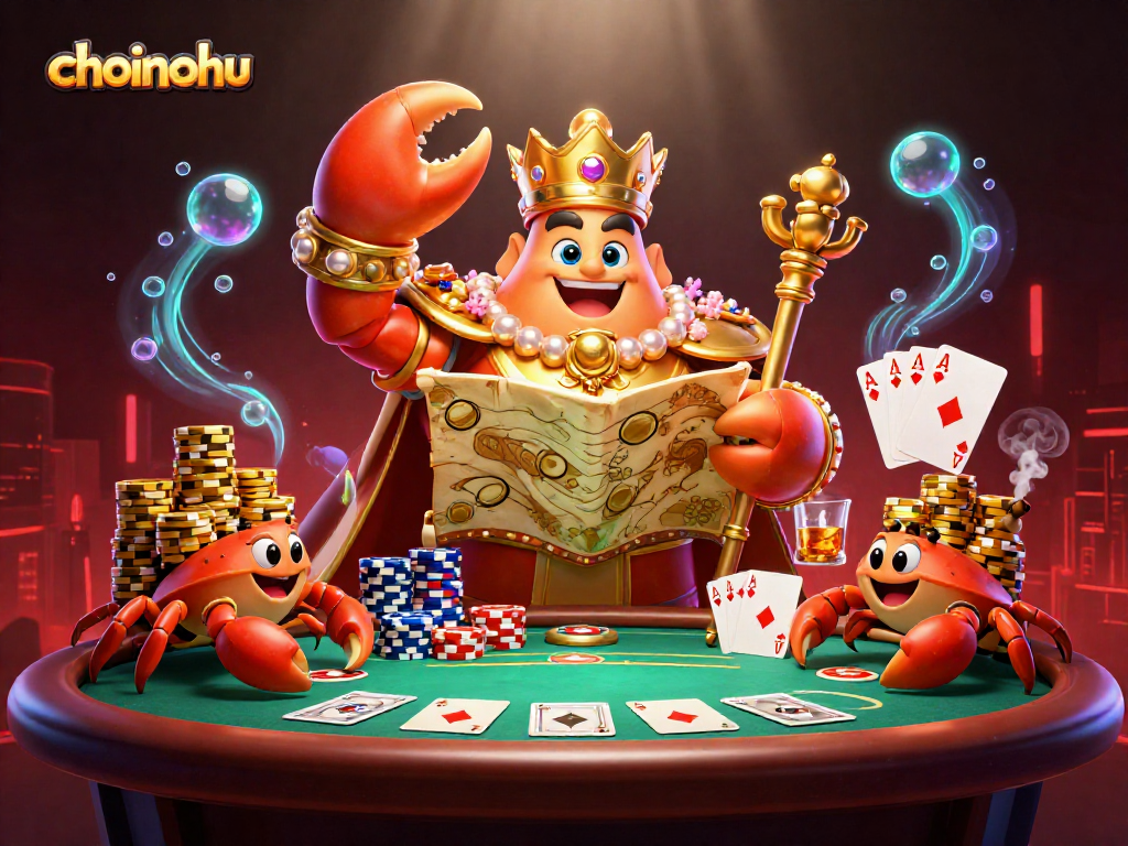 Engage in thrilling gameplay with the choinohu massive golden crab emperor at vibrant poker table.
