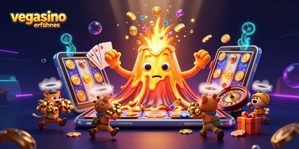 Engage with vegasino erfahrungen through this vibrant 3D illustration showcasing casino excitement and treasure.