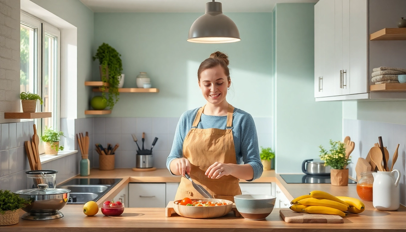 Hauswirtschaftskraft in Hameln bereitet mit frischen Zutaten köstliche Mahlzeiten zu.