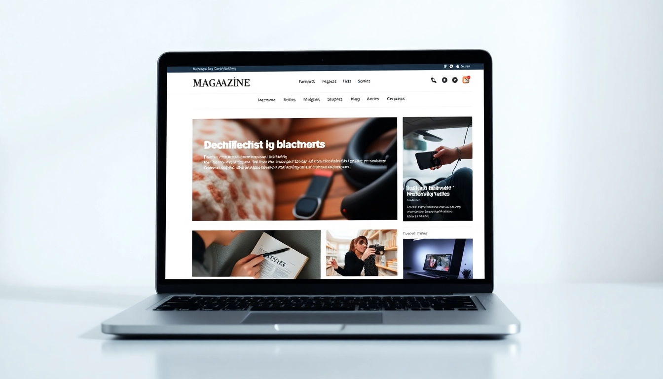 Webmagazin - Interaktive Inhalte auf einem Laptop im modernen Layout anzeigen.