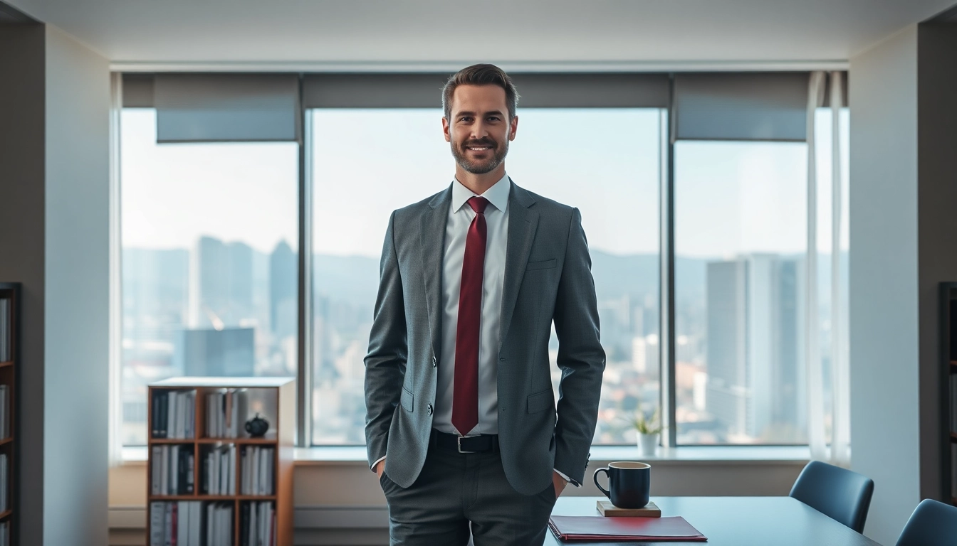 Headhunter Schweiz im eleganten Büro, der Professionalität und Effizienz ausstrahlt.