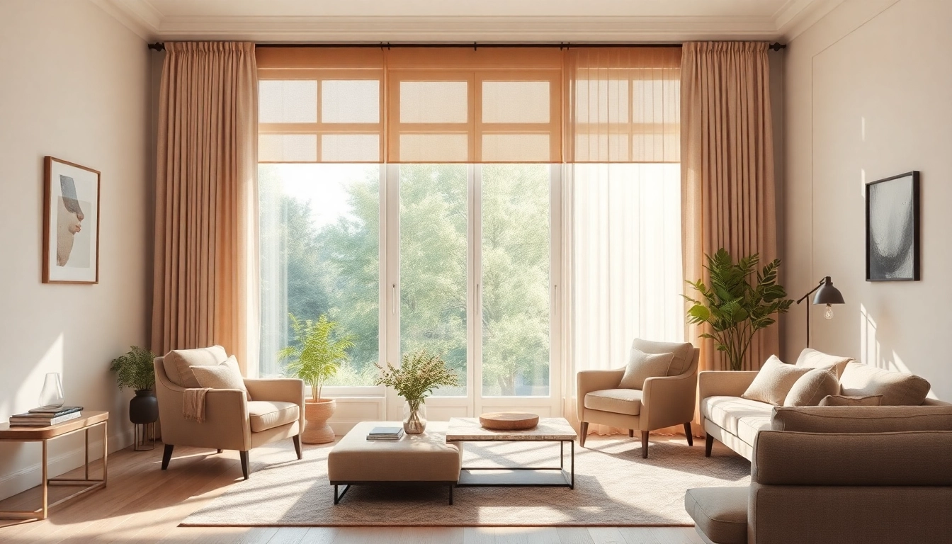 Plissee Maßanfertigung in einem stilvollen Wohnzimmerfenster für sanfte Lichtfilterung.