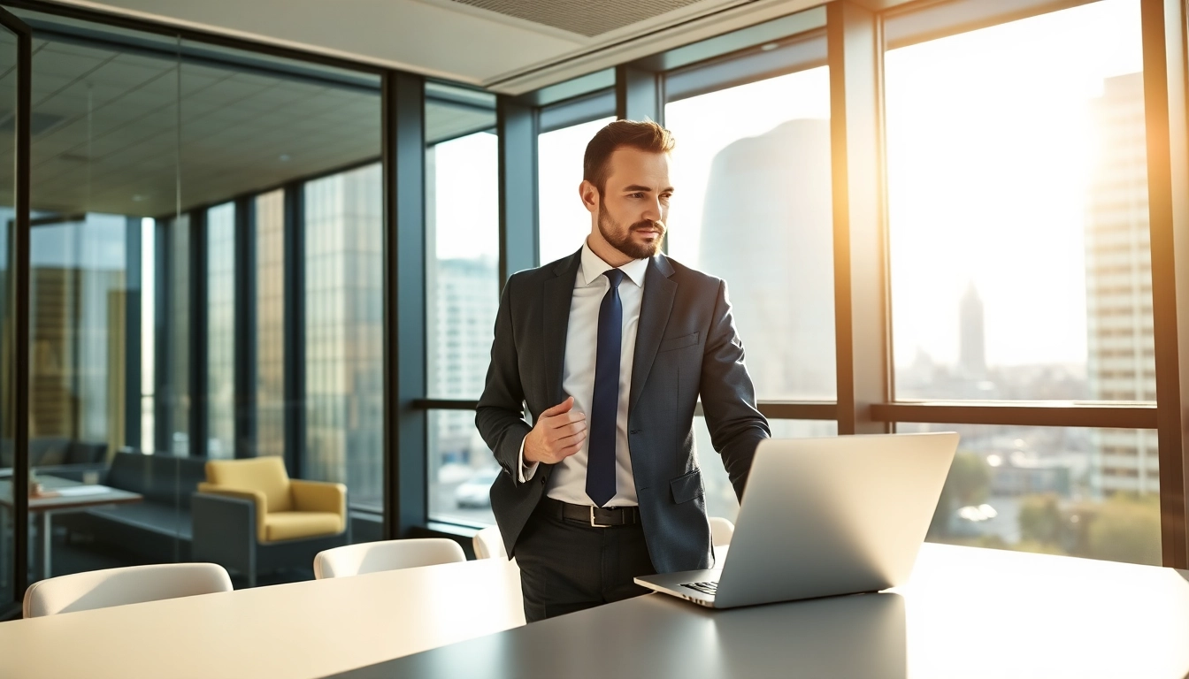 Headhunter Frankfurt im modernen Büro, engagiert im Gespräch mit einem Kandidaten.