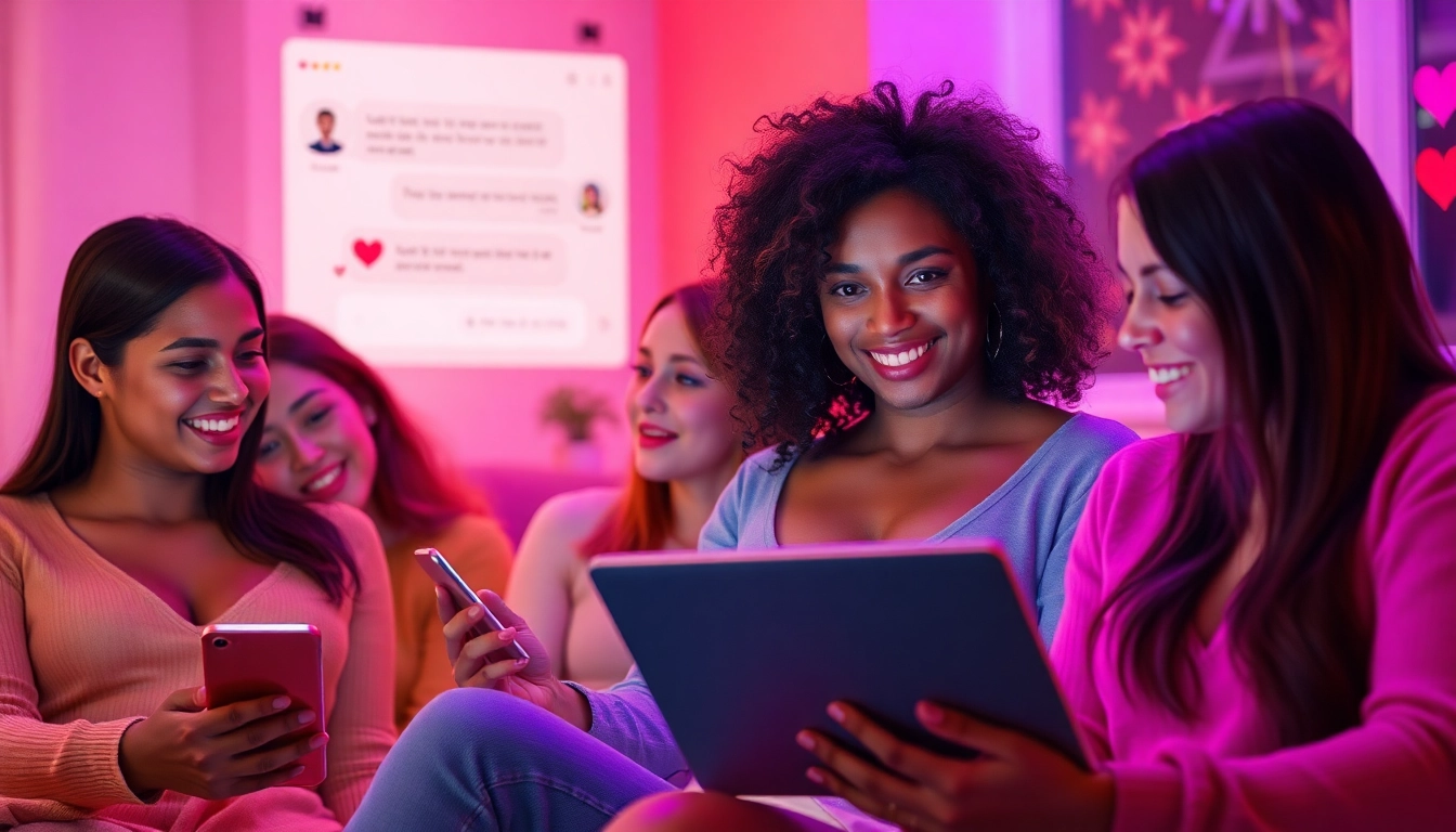 Engaging individuals participating in sex chat in a warm online environment with digital devices.
