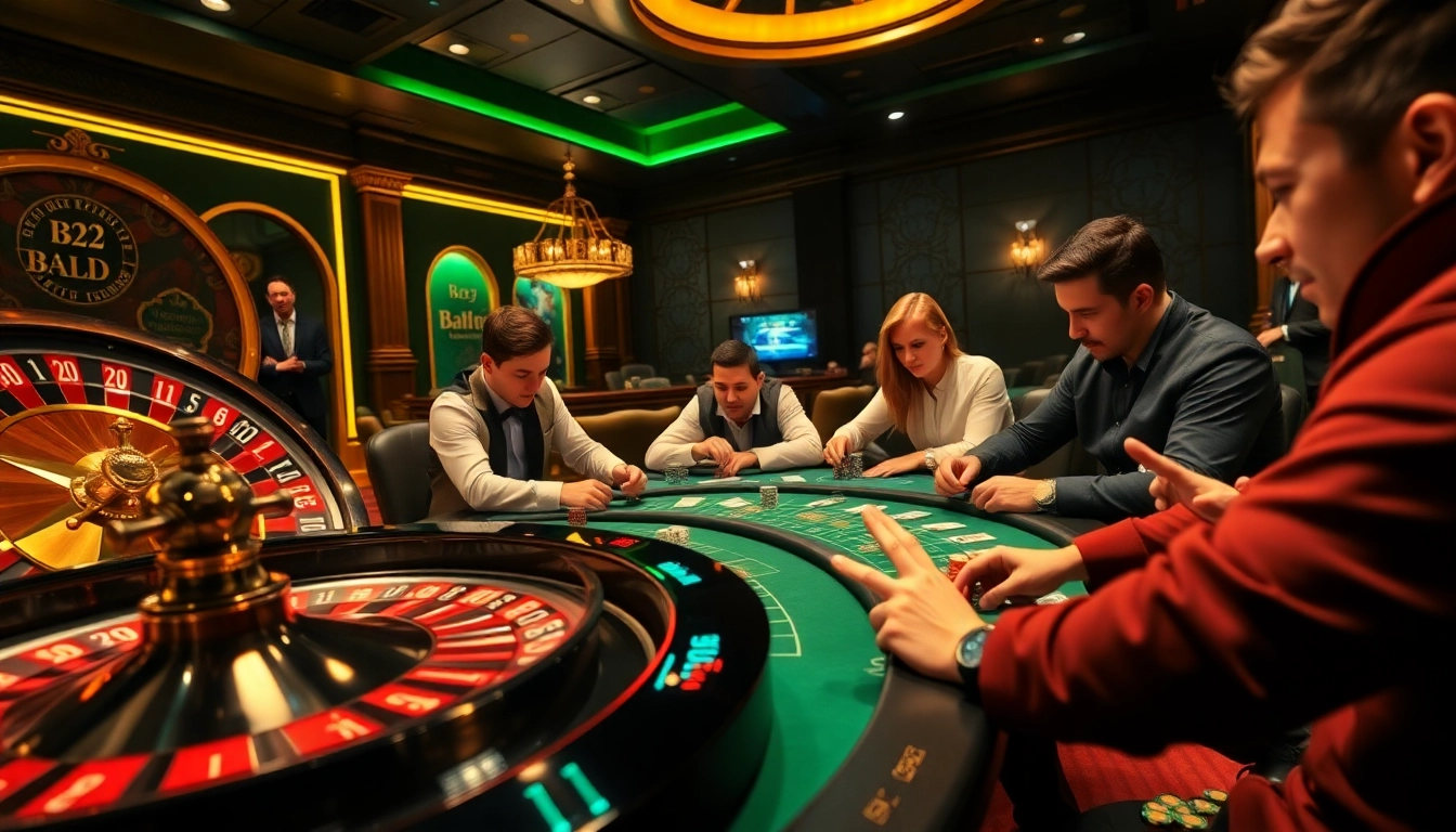 B52club players enjoy thrilling casino games with poker chips and vibrant playing cards