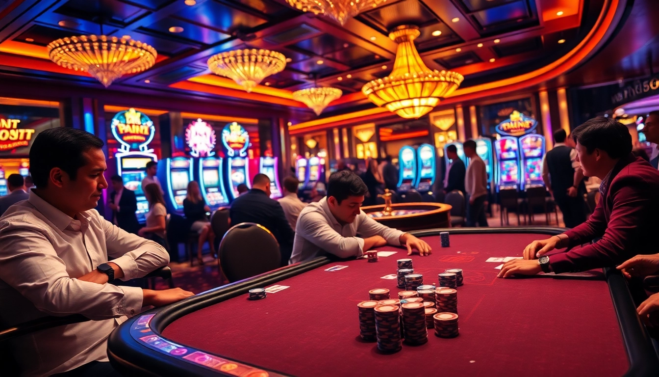 Experience the thrill of gambling at https://gg88.black/ with a lively casino atmosphere featuring poker tables and slot machines.